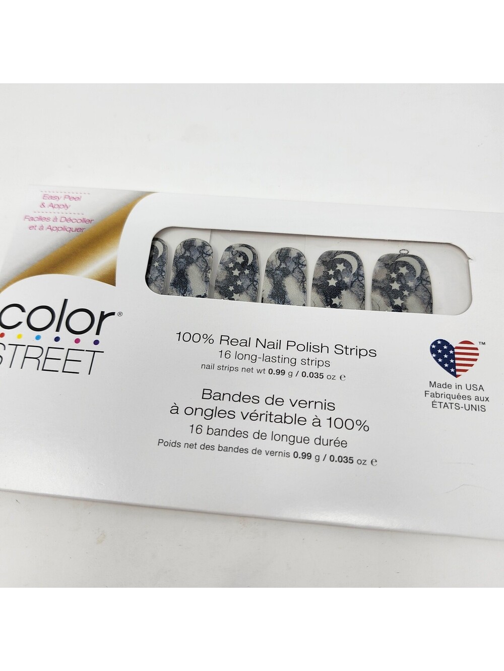 Color Street Dark Magic Nail Polish Strips Black Silver Moon Stars Retired